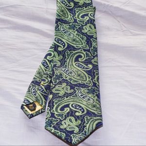 Green & Navy Paisley Silk Tie